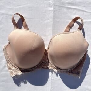 Simone Perele Caress 3D Plunge Spacer Bra 36F Beige Underwire 12A316